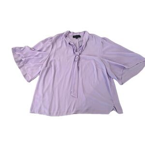 Eloquii Relaxed Purple Dolman Sleeve Blouse with Tie Front